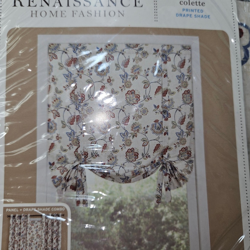 lot of 2 Renaissance Home Fashion Colette Printed Drape Shade Jewel Floral 44x63